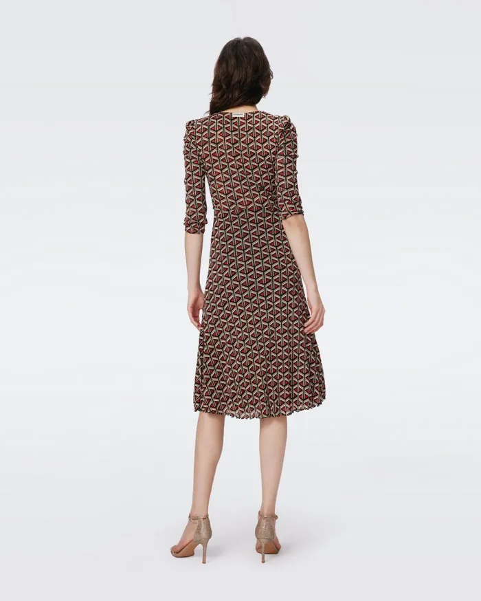 Women Ivan Reversible Mesh Dress Flutterfly And Tiny Stadium Geo Red DVF Dresses