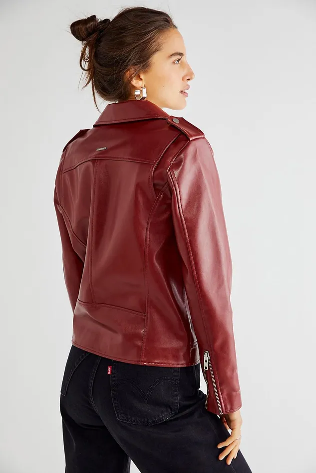 Women Jackets Free People River Cactus Moto Jacket Red