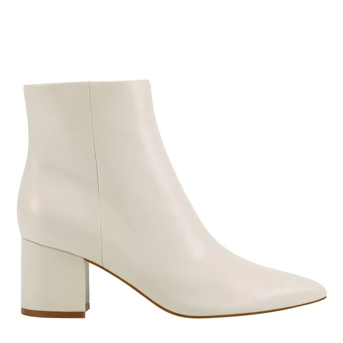 Women Jarli Pointy Ankle Bootie Ivory Leather Marc Fisher Dress Boots