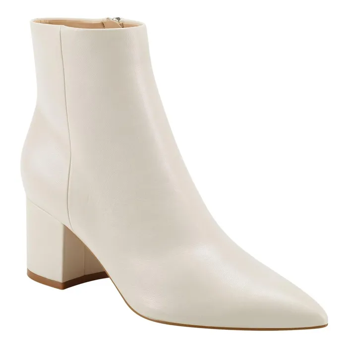 Women Jarli Pointy Ankle Bootie Ivory Leather Marc Fisher Dress Boots