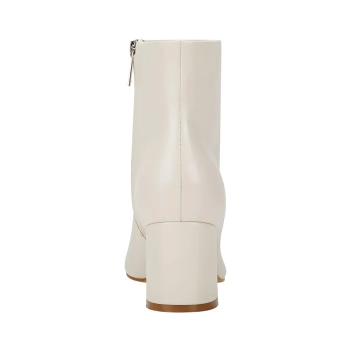 Women Jarli Pointy Ankle Bootie Ivory Leather Marc Fisher Dress Boots