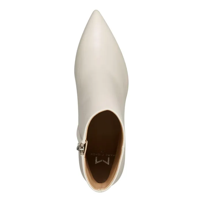Women Jarli Pointy Ankle Bootie Ivory Leather Marc Fisher Dress Boots