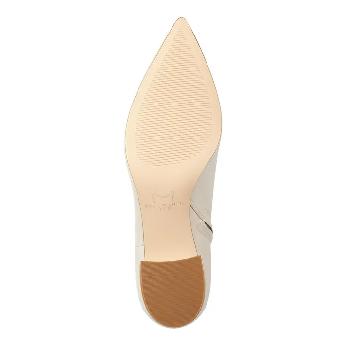 Women Jarli Pointy Ankle Bootie Ivory Leather Marc Fisher Dress Boots