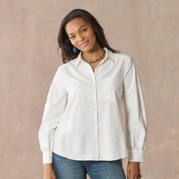 Women Karla Embroidered Shirt Caviar Sundance Catalog Tops Women Karla Embroidered Shirt Caviar Sundance Catalog Tops