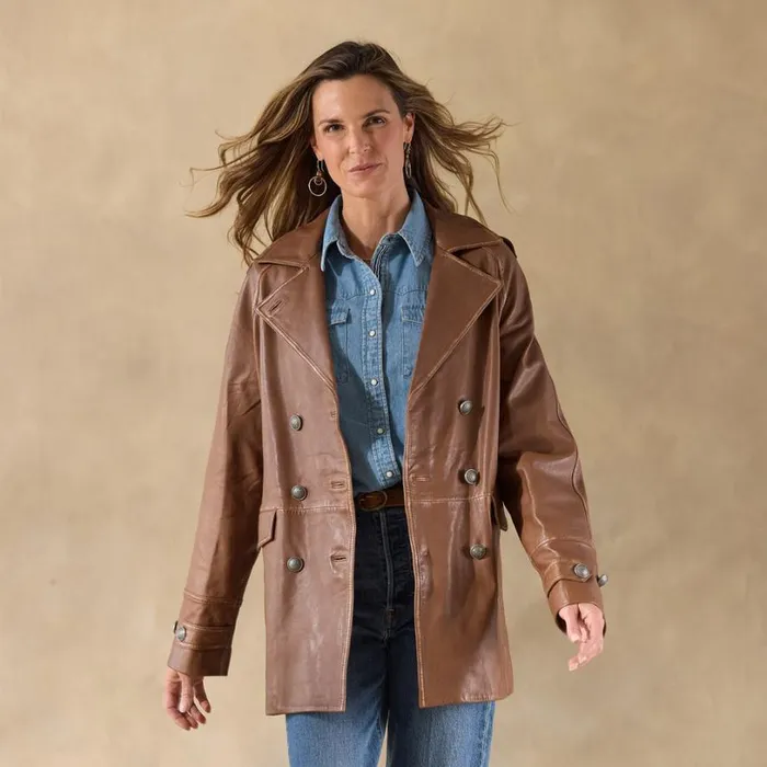Women Kirsten Peacoat Cognac Sundance Catalog Jackets and Coats