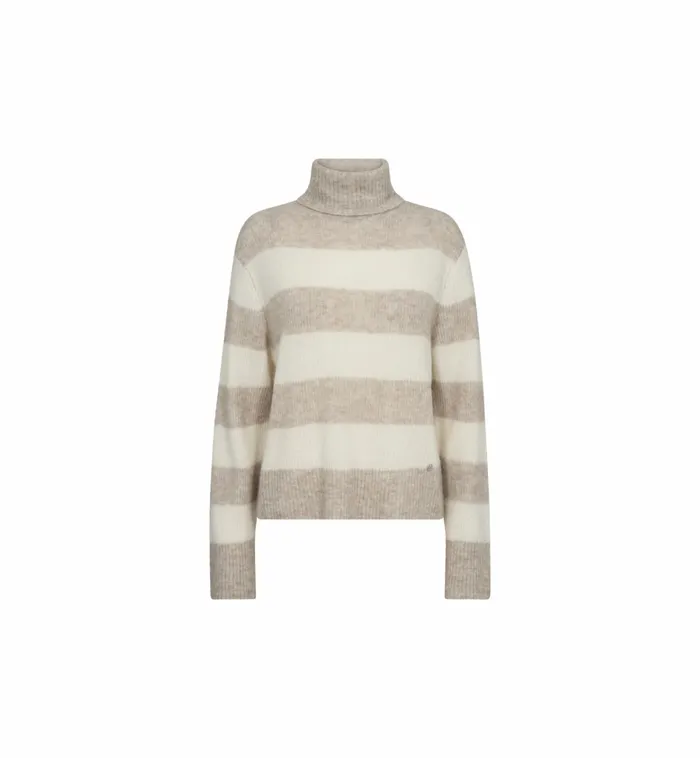Women Knits MOS MOSH MMAidy Thora Stripe Rollneck Knit Feather Gray