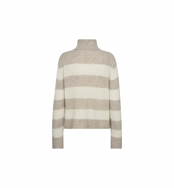 Women Knits MOS MOSH MMAidy Thora Stripe Rollneck Knit Feather Gray