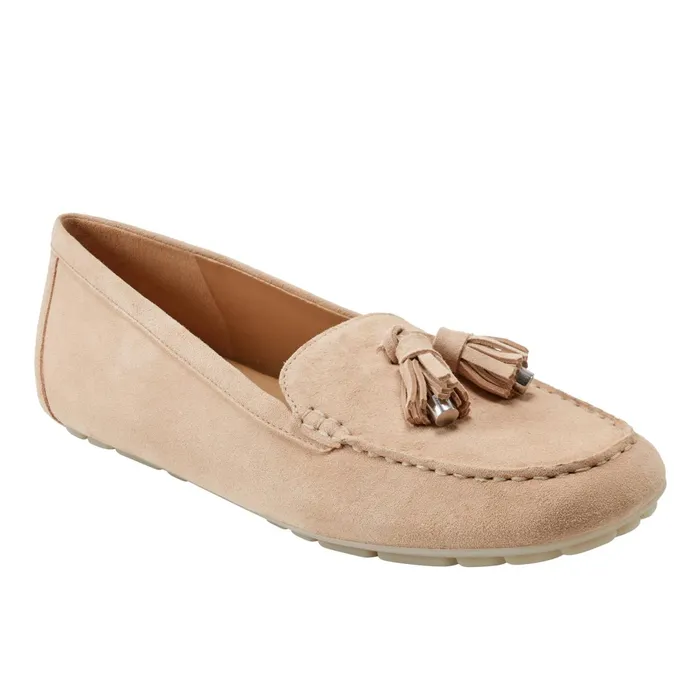 Women Layney Casual Tassle Loafer Natural Suede Marc Fisher Loafers and Flats