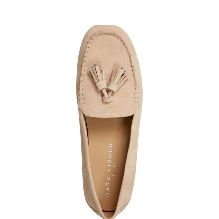Women Layney Casual Tassle Loafer Natural Suede Marc Fisher Loafers and Flats