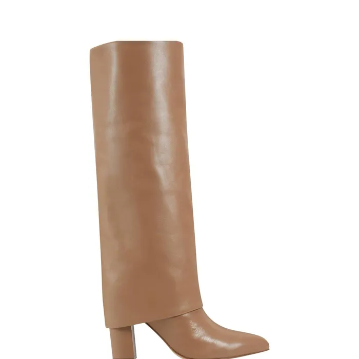 Women Leina Block Heel Pointy Toe Dress Boot Tan Marc Fisher Boots