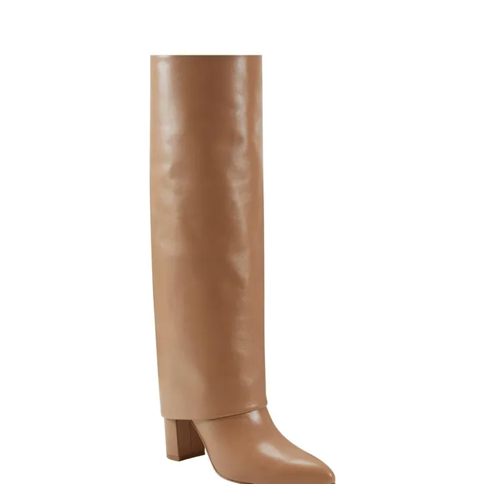 Women Leina Block Heel Pointy Toe Dress Boot Tan Marc Fisher Boots