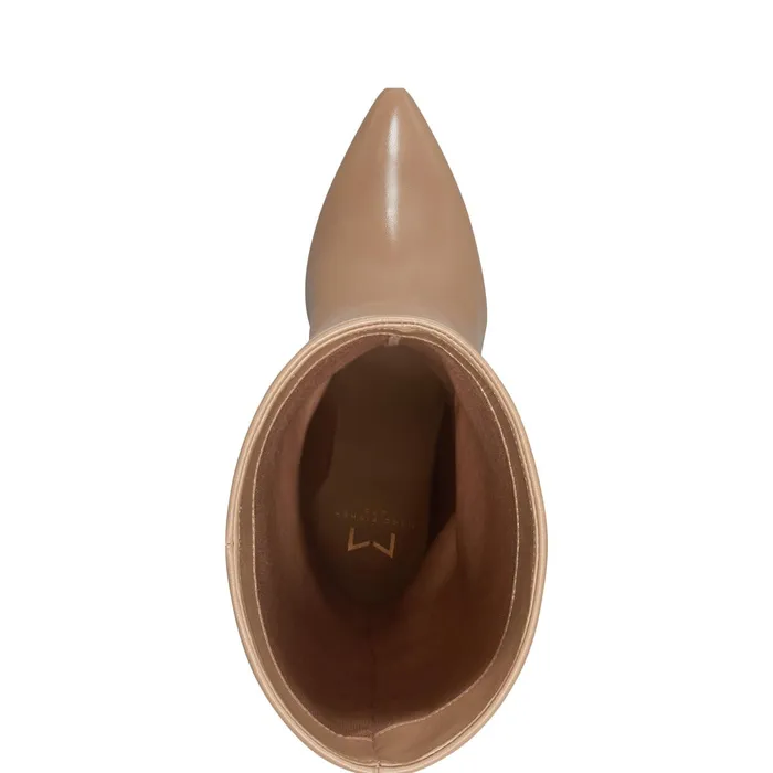 Women Leina Block Heel Pointy Toe Dress Boot Tan Marc Fisher Boots