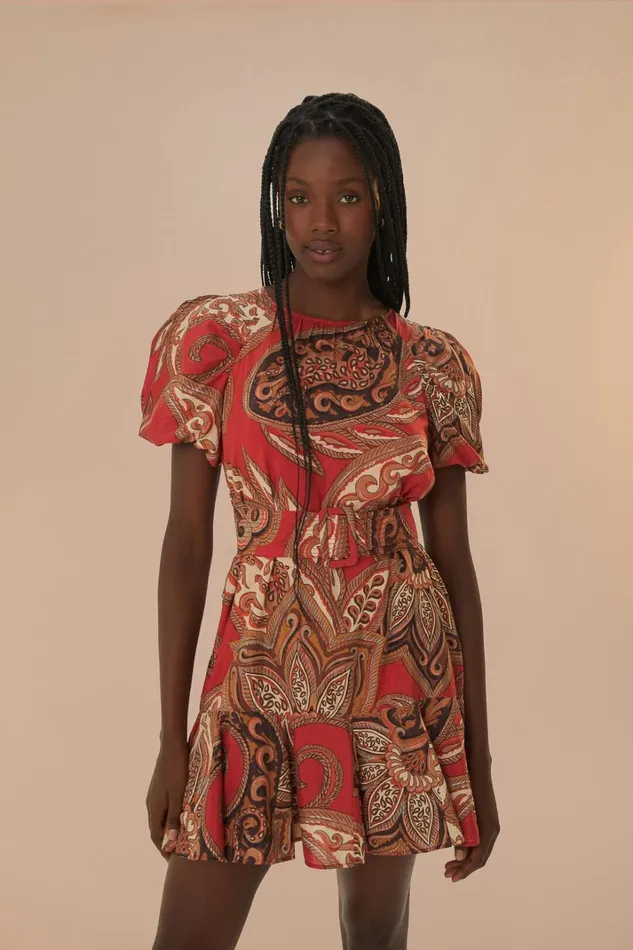 Women Leopard Paisley Burgundy Mini Dress Leopard Paisley Burgundy FARM Rio Mini Dresses Women Leopard Paisley Burgundy Mini Dress Leopard Paisley Burgundy FARM Rio Mini Dresses