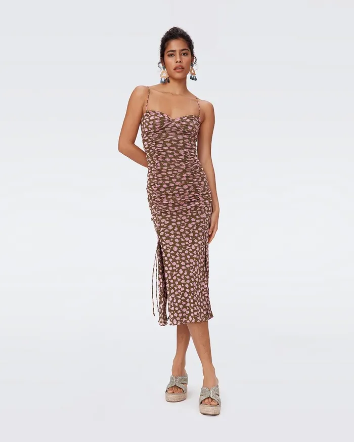 Women Lester Mesh Dress Tiny Rose Showers Khaki DVF Dresses