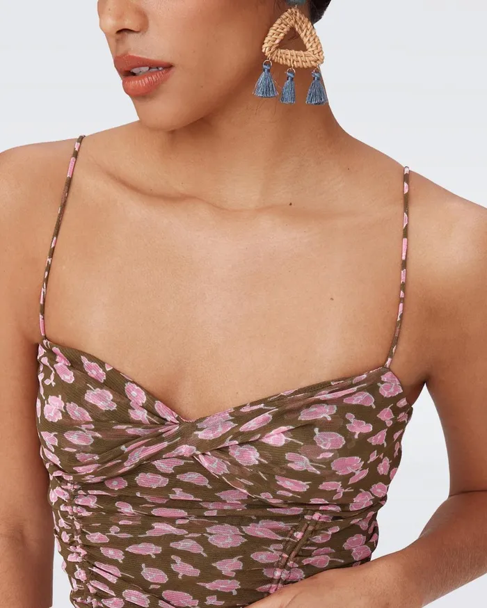Women Lester Mesh Dress Tiny Rose Showers Khaki DVF Dresses