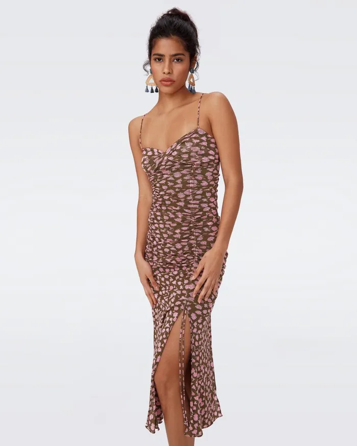 Women Lester Mesh Dress Tiny Rose Showers Khaki DVF Dresses