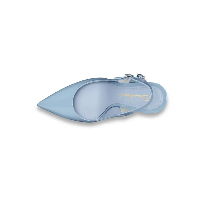 Women Light Blue Patent Leather HighHeel Slingback Santoni Pumps and Heels