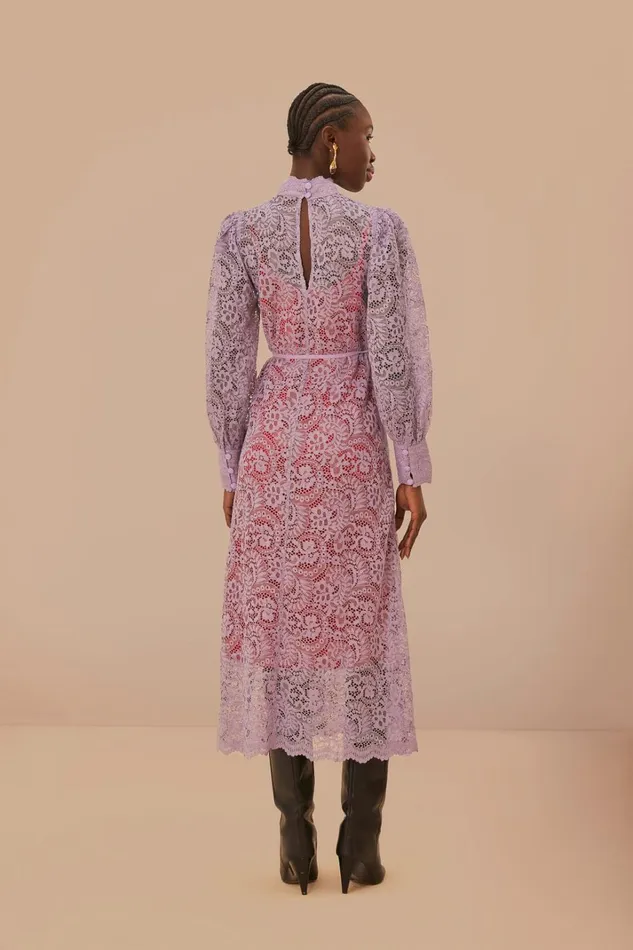 Women Lilac Lace Midi Dress Lilac FARM Rio Midi Dresses