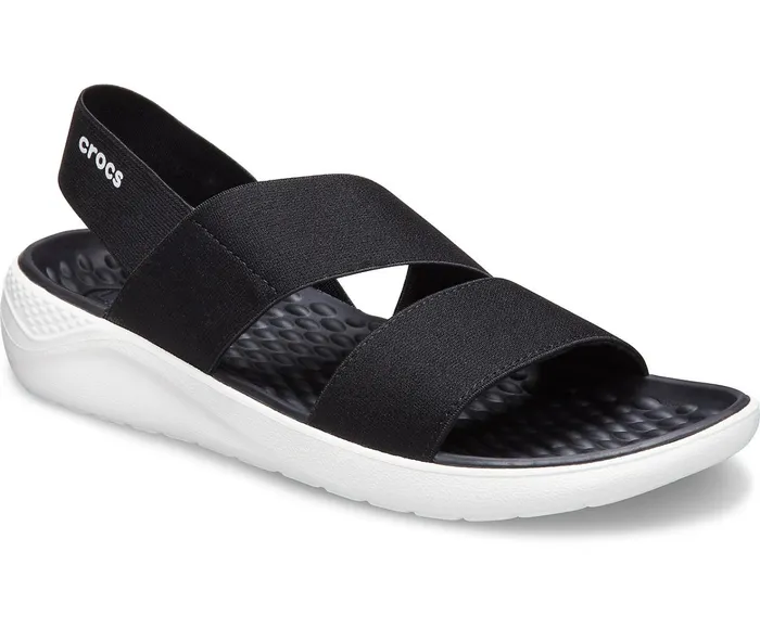 Women LiteRide Stretch Sandal Black White Crocs Sandals