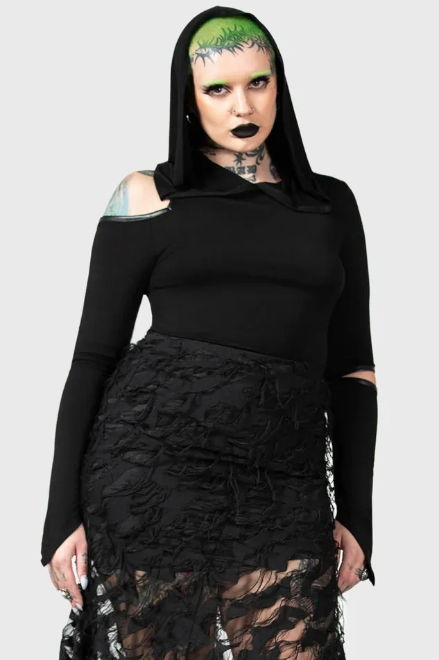 Women Long Sleeves Killstar Morwen Hooded Top