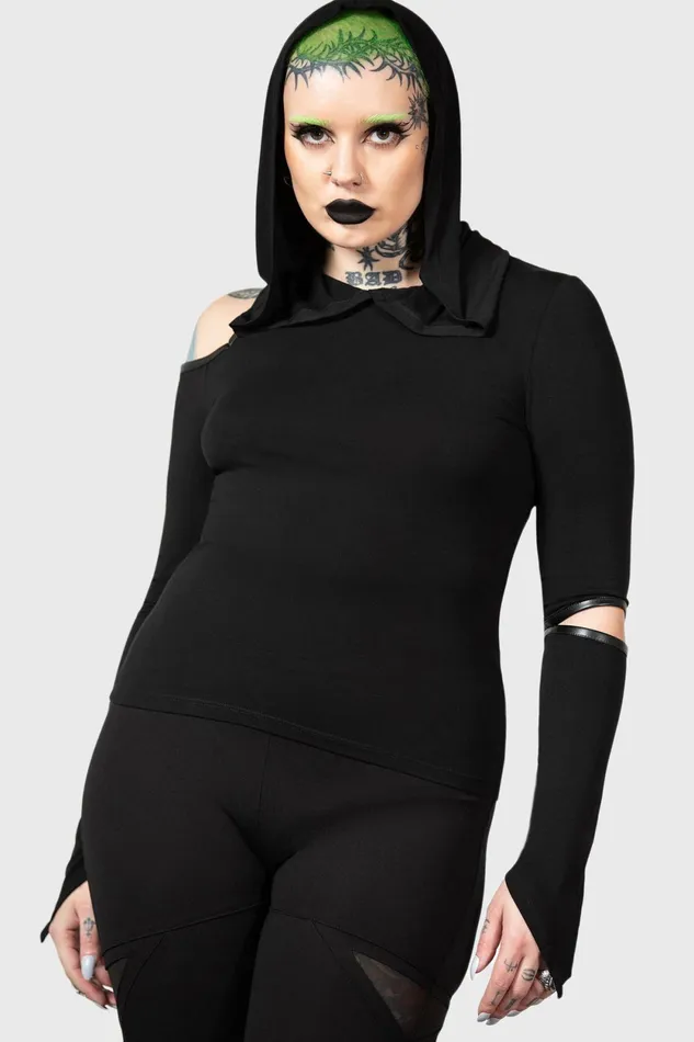 Women Long Sleeves Killstar Morwen Hooded Top