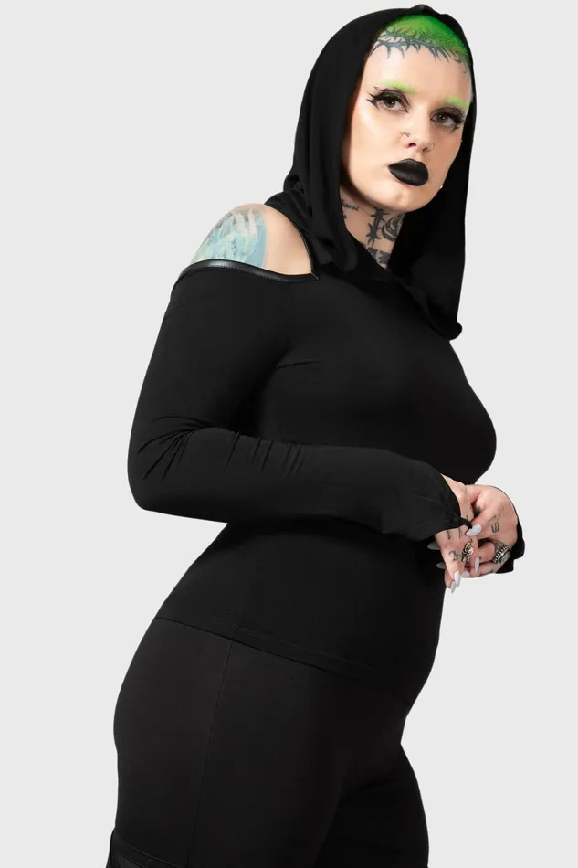 Women Long Sleeves Killstar Morwen Hooded Top