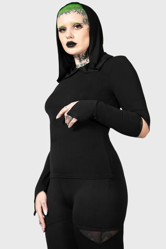 Women Long Sleeves Killstar Morwen Hooded Top