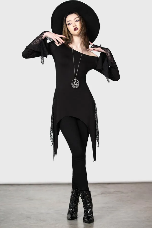 Women Long Sleeves Killstar Night Snare Top