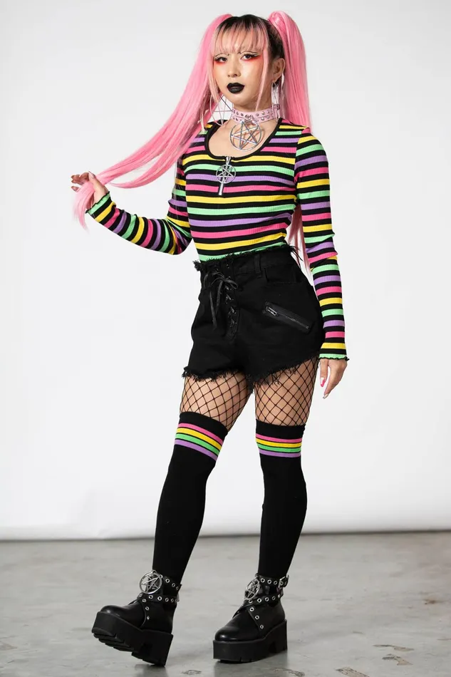 Women Long Sleeves Killstar Nikiko Ribbed LongSleeve Top