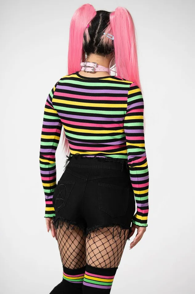 Women Long Sleeves Killstar Nikiko Ribbed LongSleeve Top