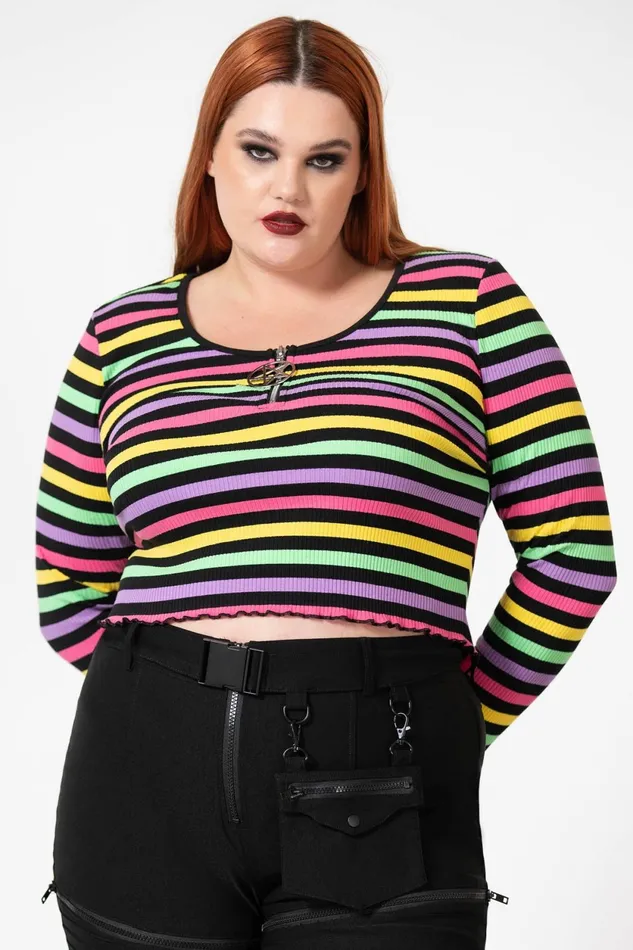 Women Long Sleeves Killstar Nikiko Ribbed LongSleeve Top