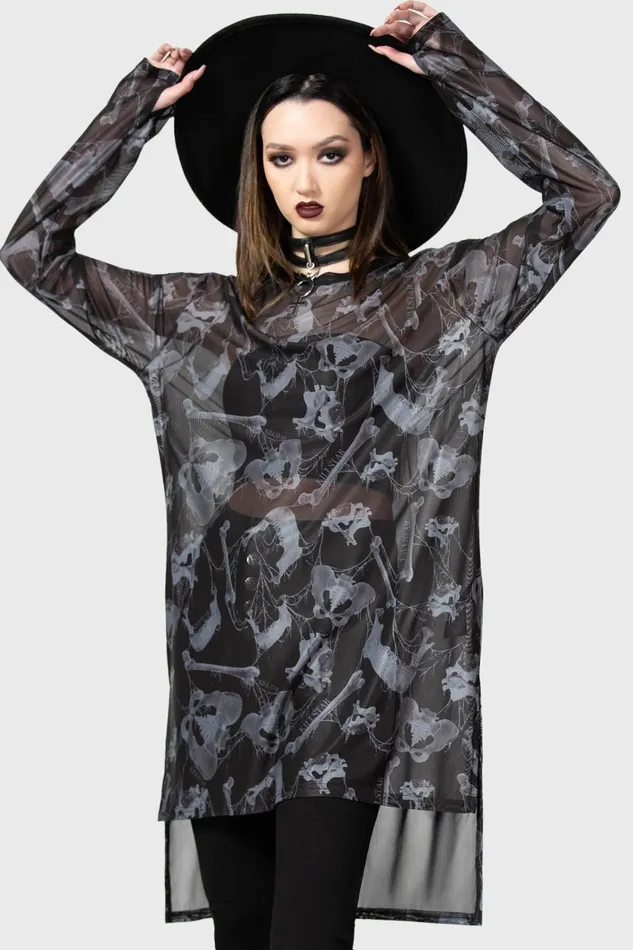 Women Long Sleeves Killstar Ossuary Long Sleeve Top