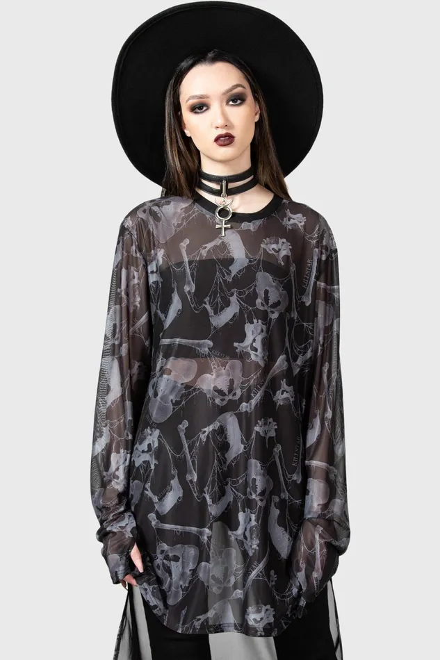 Women Long Sleeves Killstar Ossuary Long Sleeve Top