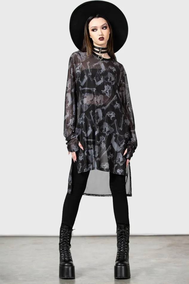 Women Long Sleeves Killstar Ossuary Long Sleeve Top