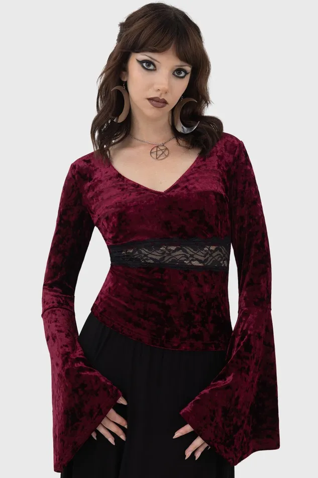 Women Long Sleeves Killstar Rosethorn Top