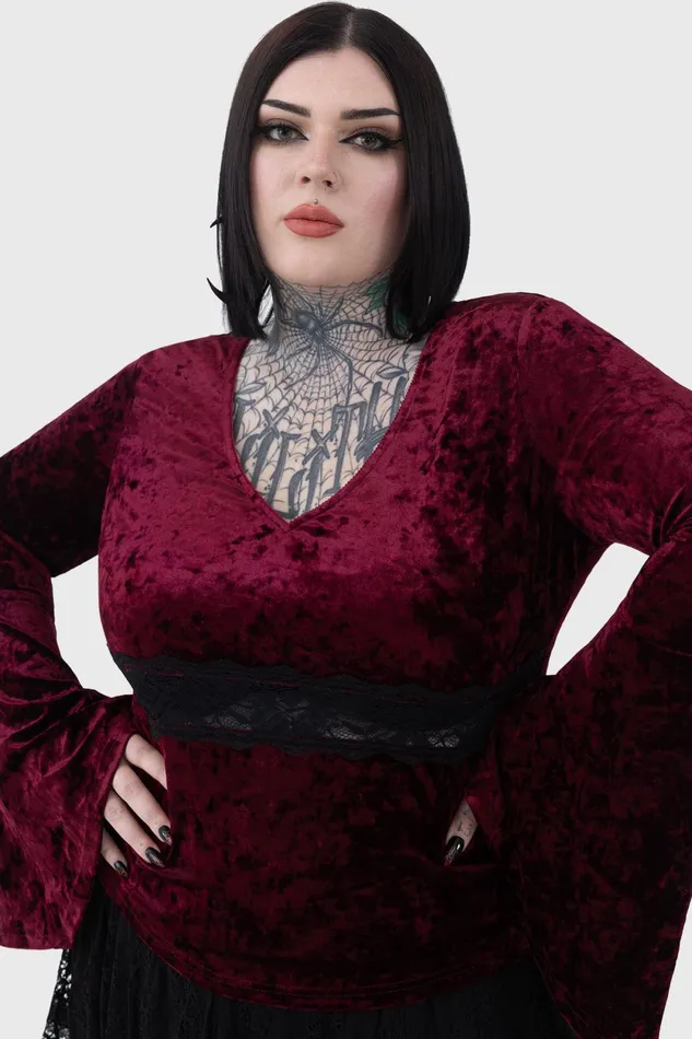 Women Long Sleeves Killstar Rosethorn Top