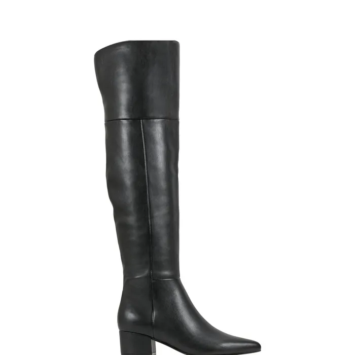 Women Lottie Over The Knee Boot Smooth Black Marc Fisher OTK Boots
