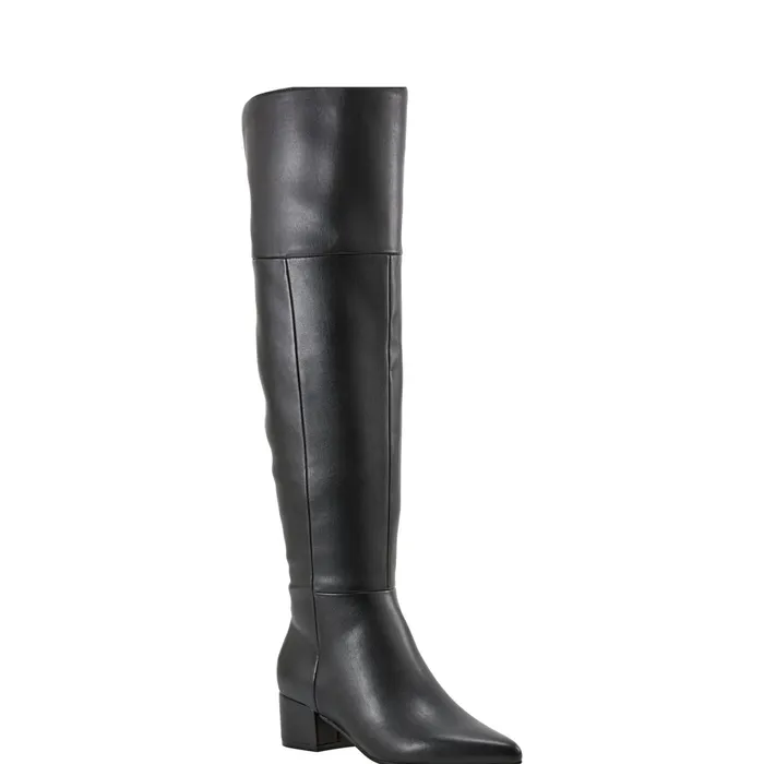 Women Lottie Over The Knee Boot Smooth Black Marc Fisher OTK Boots
