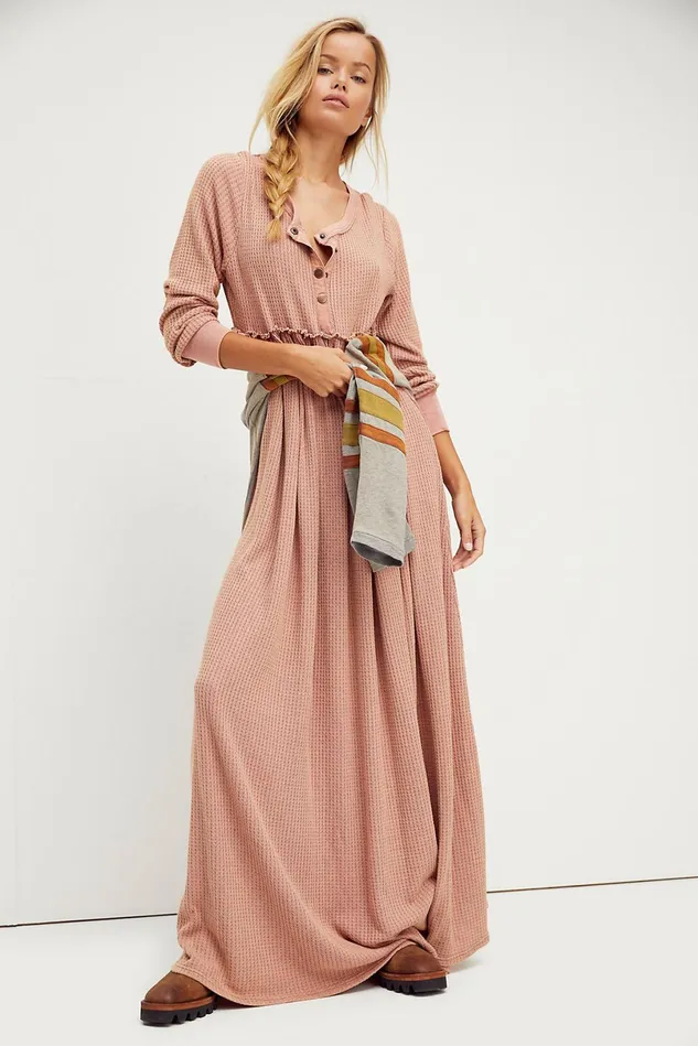 Women Loungewear Free People Marissa Henley Dress Iced Chai