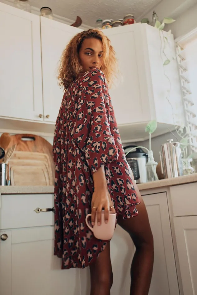 Women Loungewear Free People Wake Up Shirt Deep Red Combo