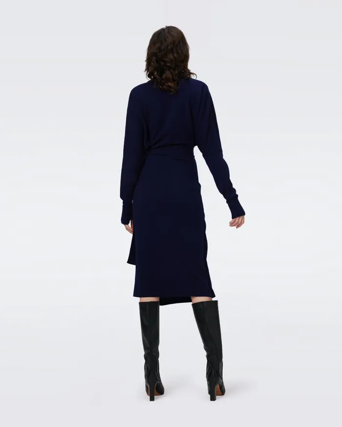 Women Mac WoolCashmere Dress Navy DVF Dresses