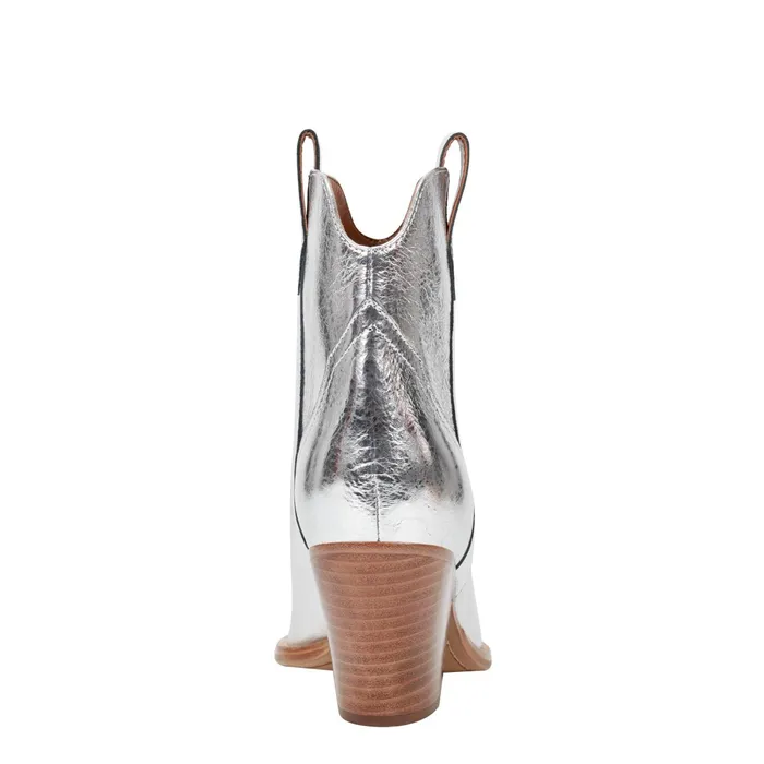 Women Marlie Western Bootie Silver Leather Marc Fisher Boots and Booties
