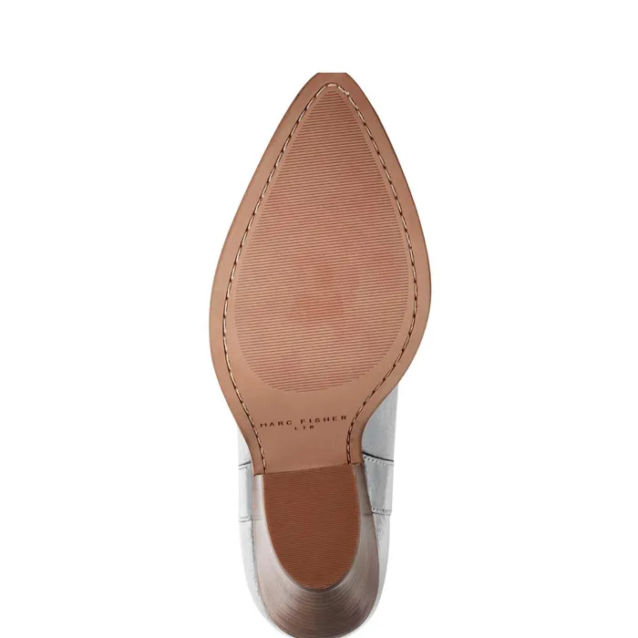 Women Marlie Western Bootie Silver Leather Marc Fisher Boots and Booties