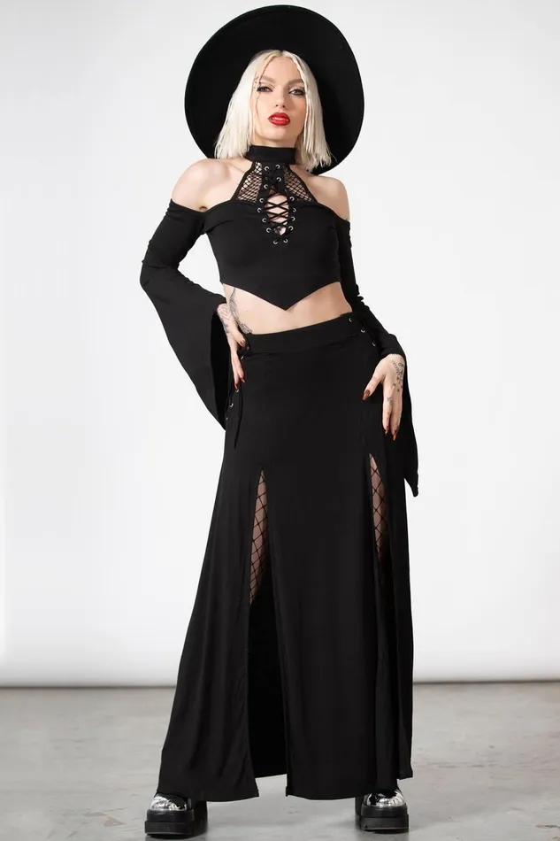 Women Maxi Skirts Killstar Hellverina Split Maxi Skirt