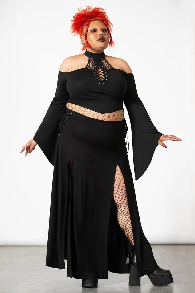 Women Maxi Skirts Killstar Hellverina Split Maxi Skirt