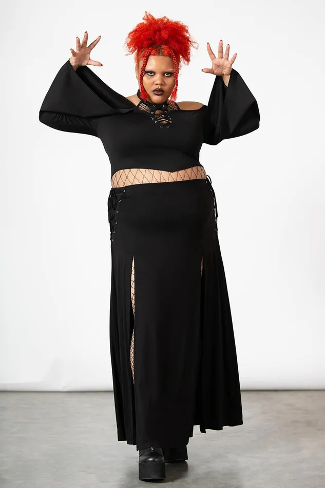 Women Maxi Skirts Killstar Hellverina Split Maxi Skirt
