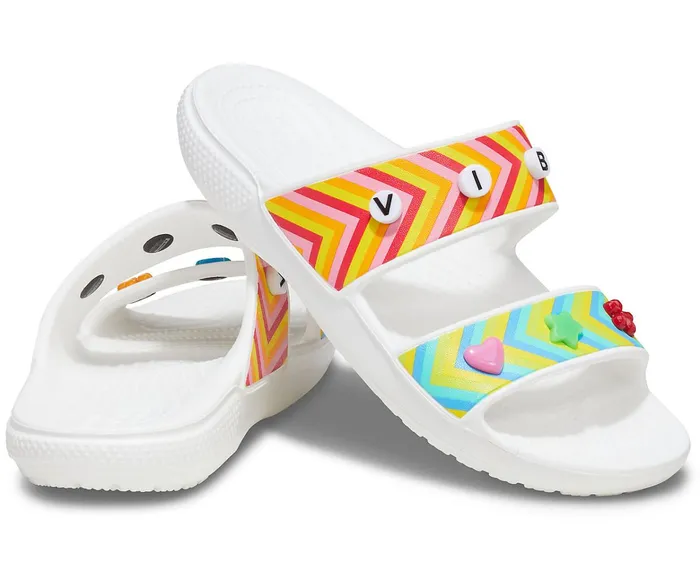 WomenMen Classic Crocs Festival Vibes Sandal White Multi Crocs Sandals