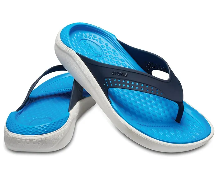 WomenMen LiteRide Flip Navy White Crocs Sandals