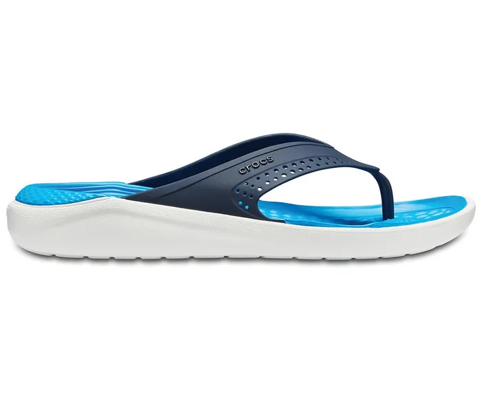 WomenMen LiteRide Flip Navy White Crocs Sandals