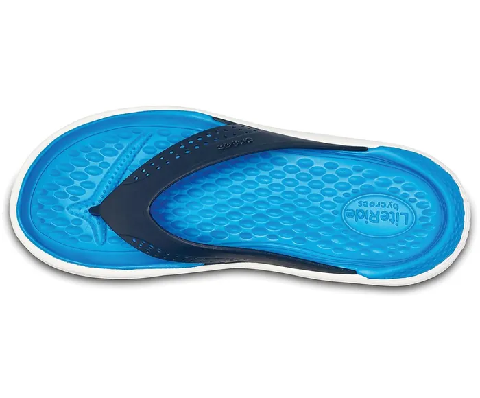 WomenMen LiteRide Flip Navy White Crocs Sandals